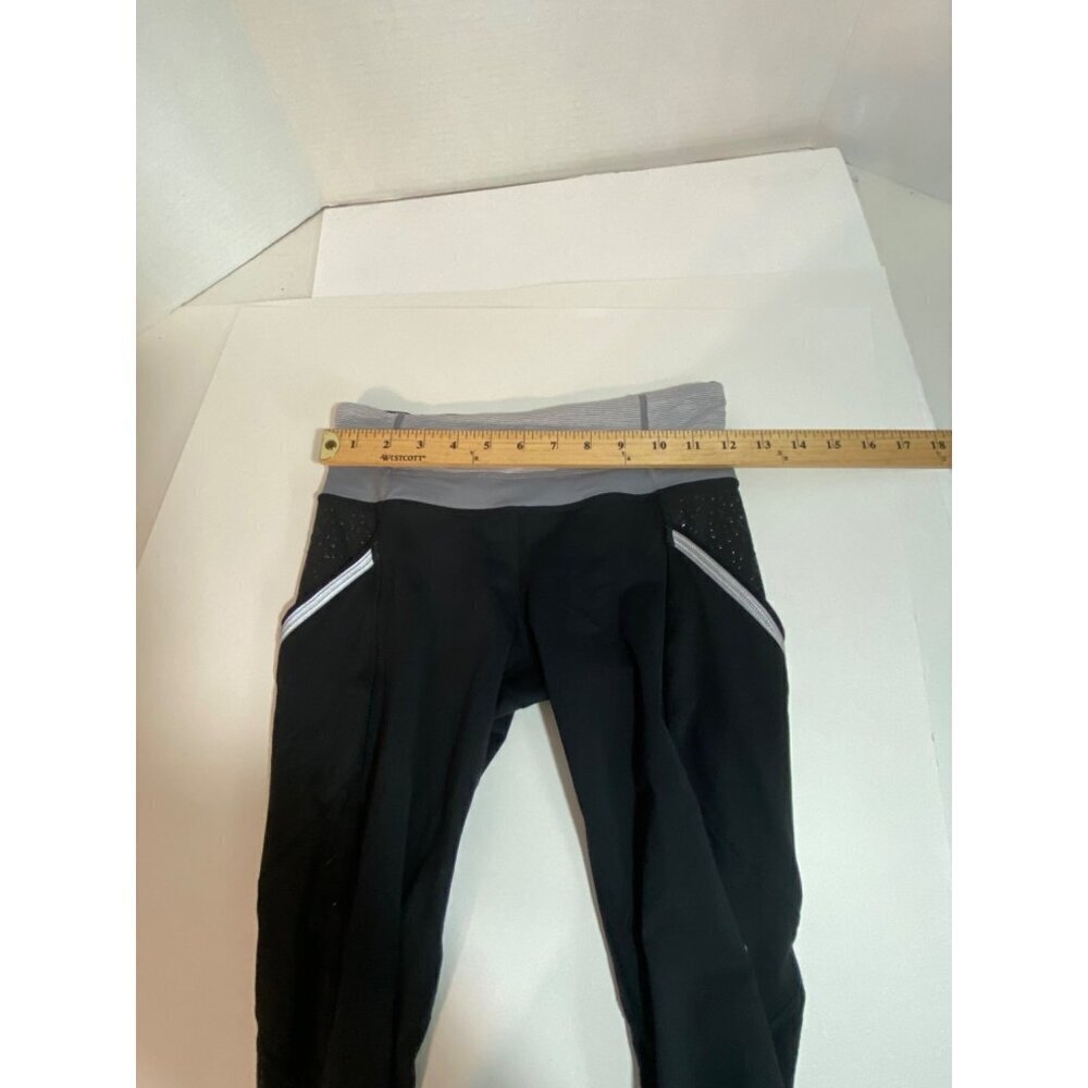 Lululemon Run A Marathon Cropped Leggings Black Reflective Pockets Womens Size 4 - Picture 7 of 9